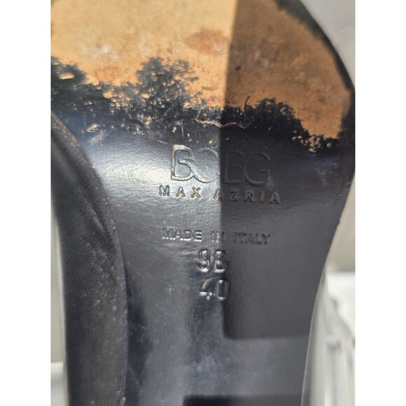 BCBG Maxazria Italian Leather Square Toe Pump Black Heels Size 9 - Picture 8 of 8